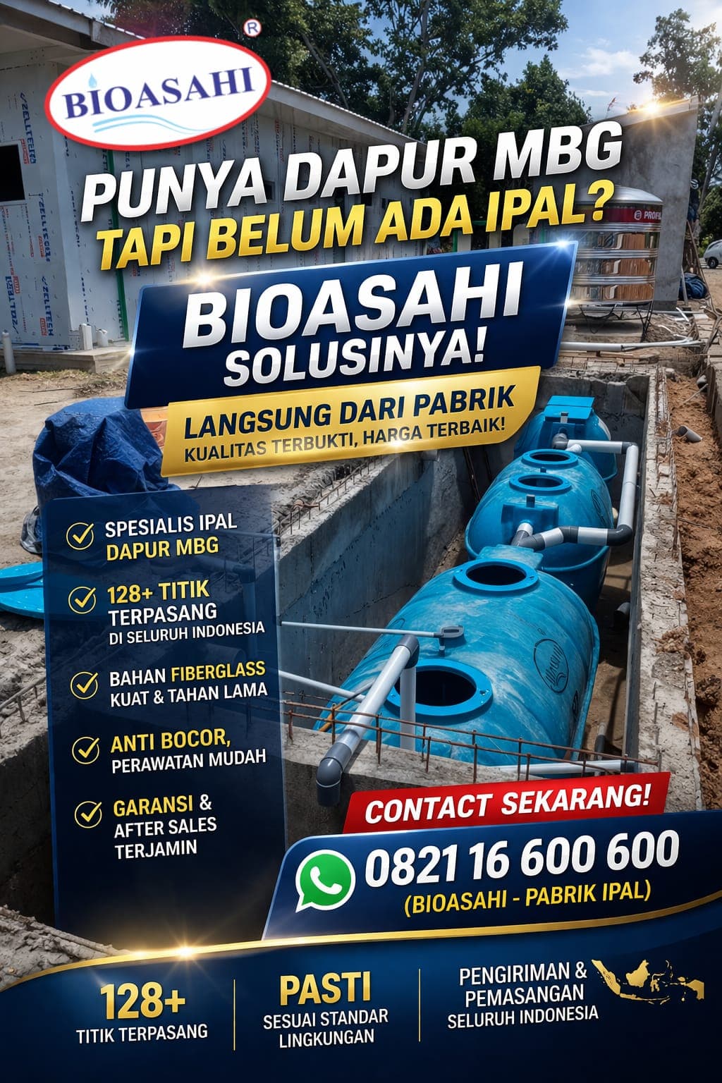 Instalasi IPAL untuk dapur MBG dan fasilitas produksi pangan
